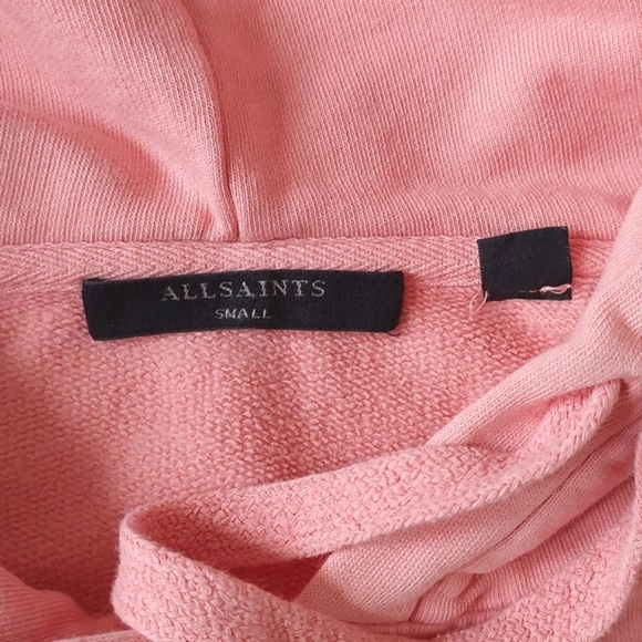 All saints cold shoulder cropped soft pink hoodie - Picture 12 of 14